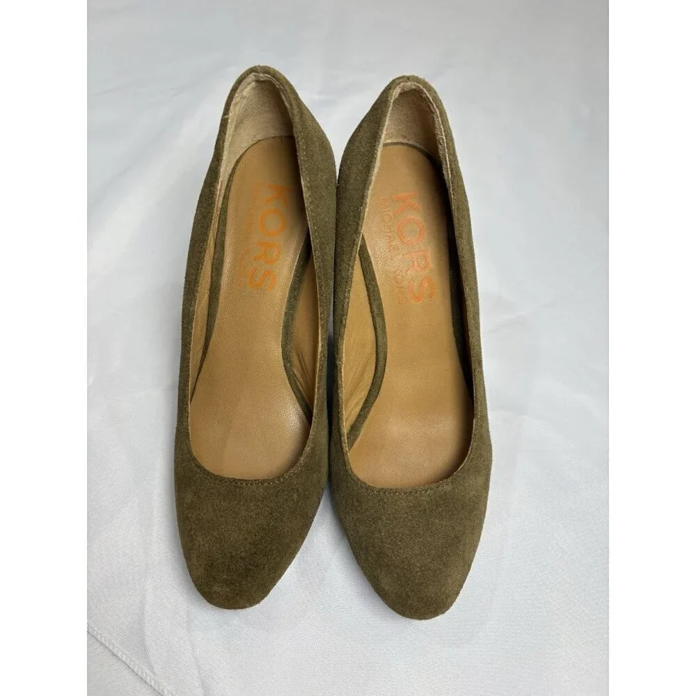 Michael Kors Womens Green Suede Leather Wedge Heels Size 6